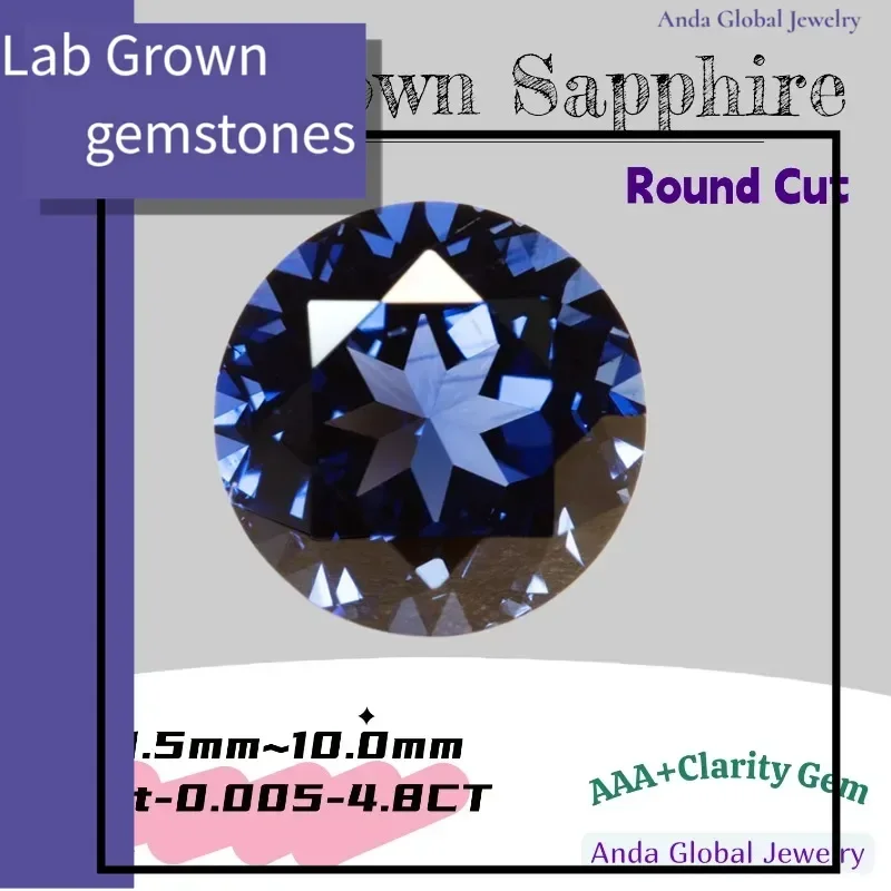 

L-Lab Grown Sapphire Royal Blue Color Round Cut AAA+Clarity for Jewelry Setting&Custom Design Selectable Certificate
