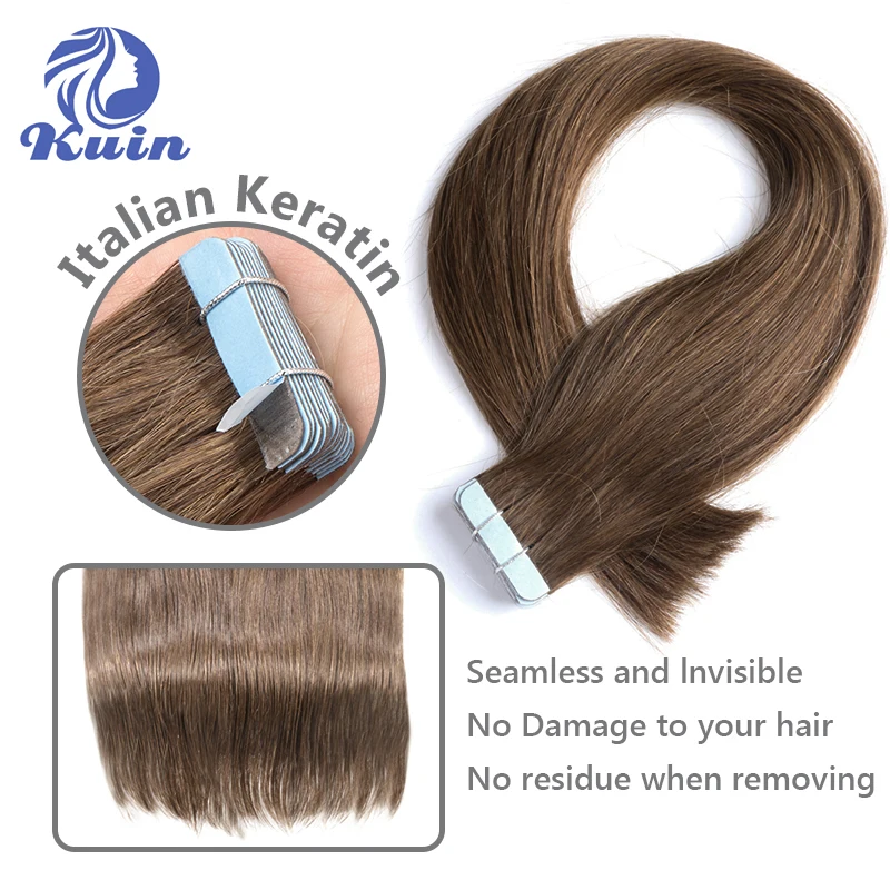 Straight Tape In Hair Extensions Human Hair Double Sided Adhesive 2.5g/pc 20pcs/pack Tape In Hair Natural Seamless Skin Weft image 2
