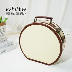 Retro Round Carry-on Suitcase Female 13 inch Handheld Bag Storage Box PU Mini Travel Bag Boarding Luggage Case