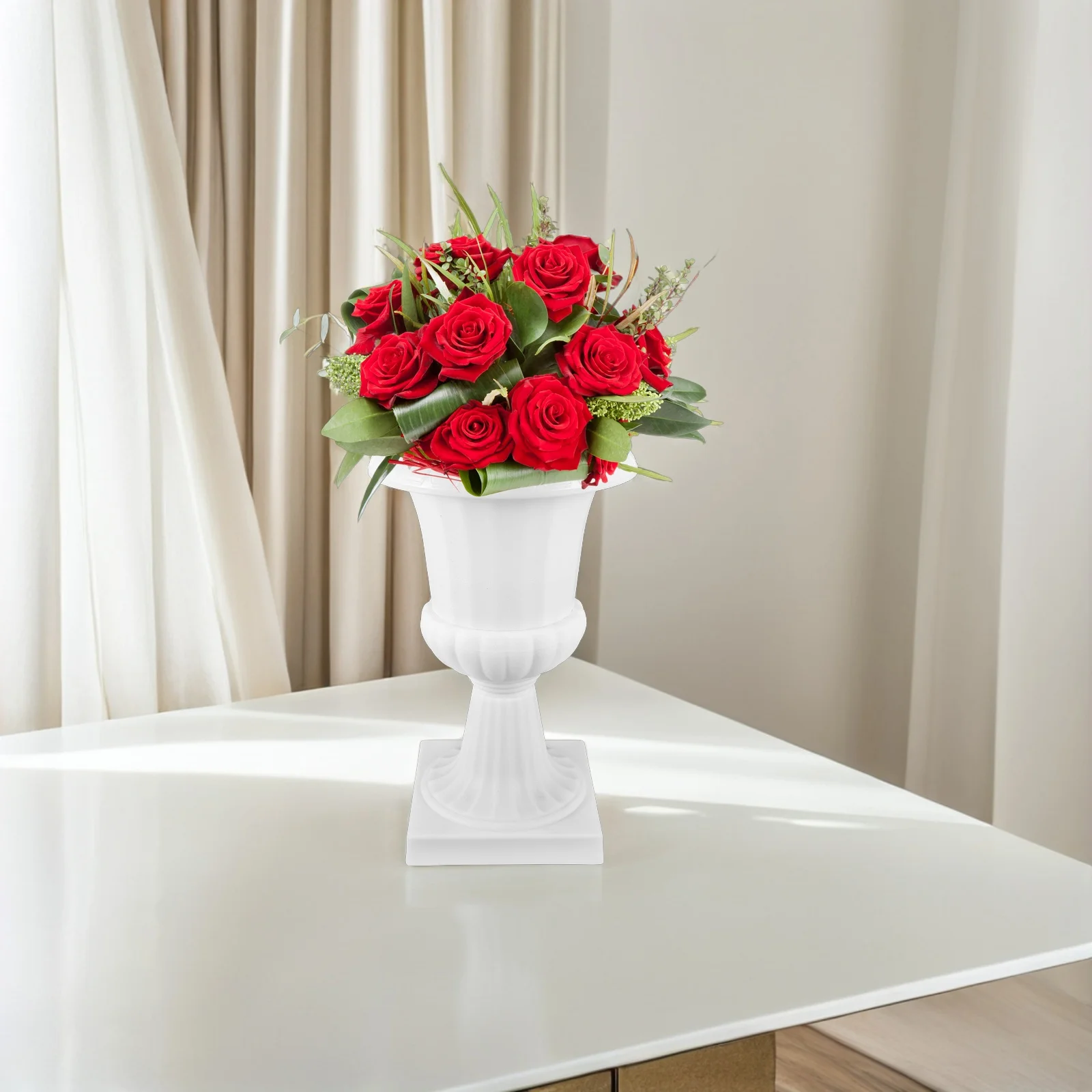 

Floral Pedestal Flower Pot Roman Style Decorative Wedding Vase Indoor Home Decor Classic Column Party Decorations Plastic