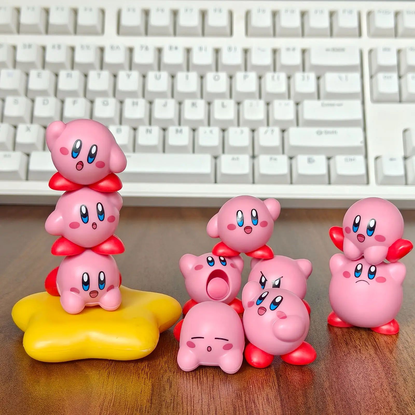 11 unids/set figura de acción de juguete inteligente Linda estrella Kawaii Kirby juego de aventura apilable PVC figura de Anime modelo niños regalo de cumpleaños