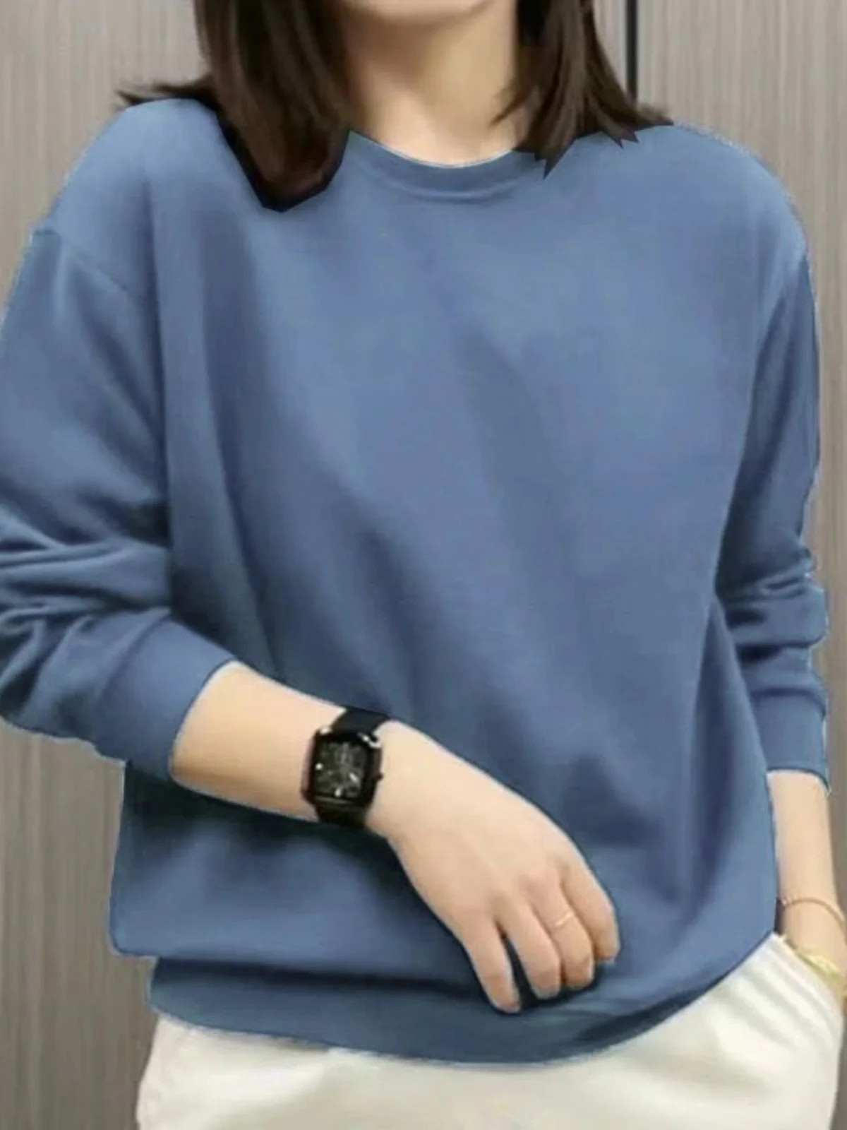 Felpa da donna rotonda Ne a colori lunga Sve Vestibilità comoda Casual Streetwear Primavera Faion per giovani adulti