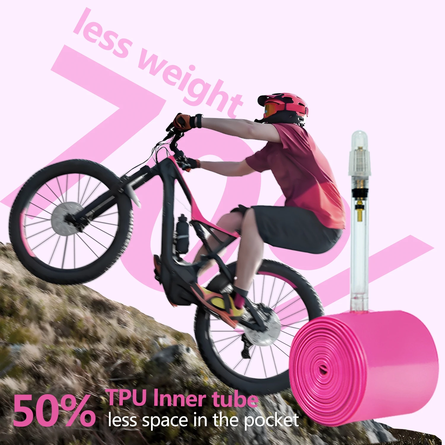 

For TPU Bike Inner Tube 58g Ultralight For 26 Inch 27.5 Inch MTB Tires 1.95-2.6 FV45mm Fast Rolling Airtight Puncture Resistant