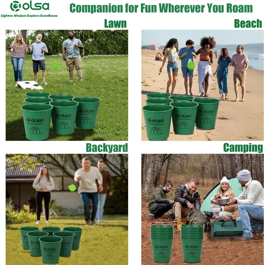 ألعاب جاينت يارد بونج الخارجية، لعبة عائلية رمي مع 12 دلوًا، كرات وحقيبة حمل القوة لألعاب حديقة الشاطئ في الفناء من أجل Adu