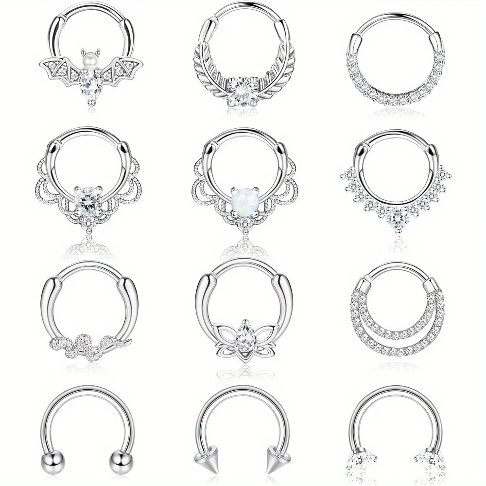 Florideco 여성용 코 링, 스테인레스 스틸 CZ 셉텀 링, Daith Cartilag용 고리, 저자극성 쥬얼리, 1pc 