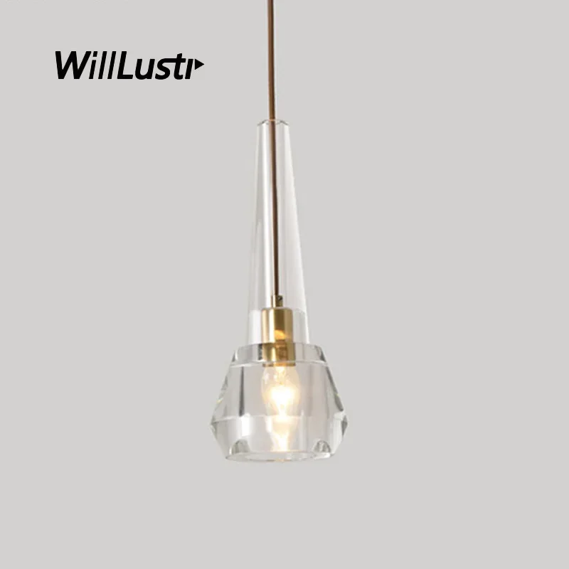 Creative Wine Bottle Pendant Lamp K9 Crystal Suspension Light Hotel Bar Cafe Dining Bedroom Copper Hanging Ceiling Chandelier