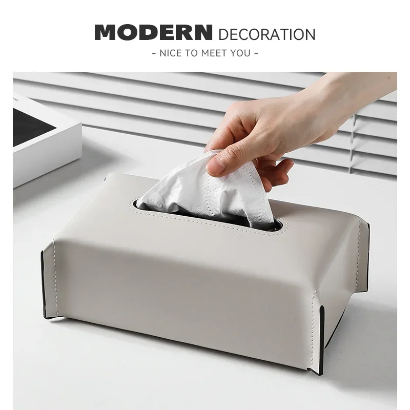 Leather Tissue Box Napkin Case Luxury Paper Cover Car Living Tissue Paper Holder Desktop Home Tabletop Decoration