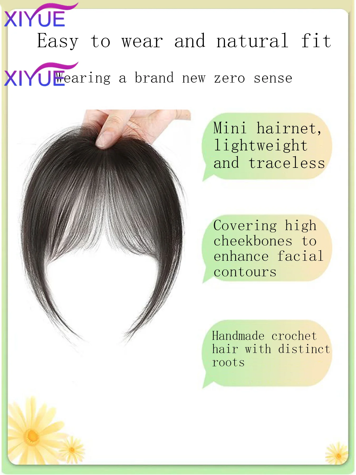 XIYUE Fake bangs 3D French bangs wig Women's natural forehead whitening hair enhancement head curtain eight character air bangs