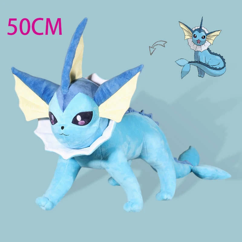 50cm Pokemon Vaporeon Large plush toy anime Doll Pillow Ornament Adult Children's Birthday Gift Toy