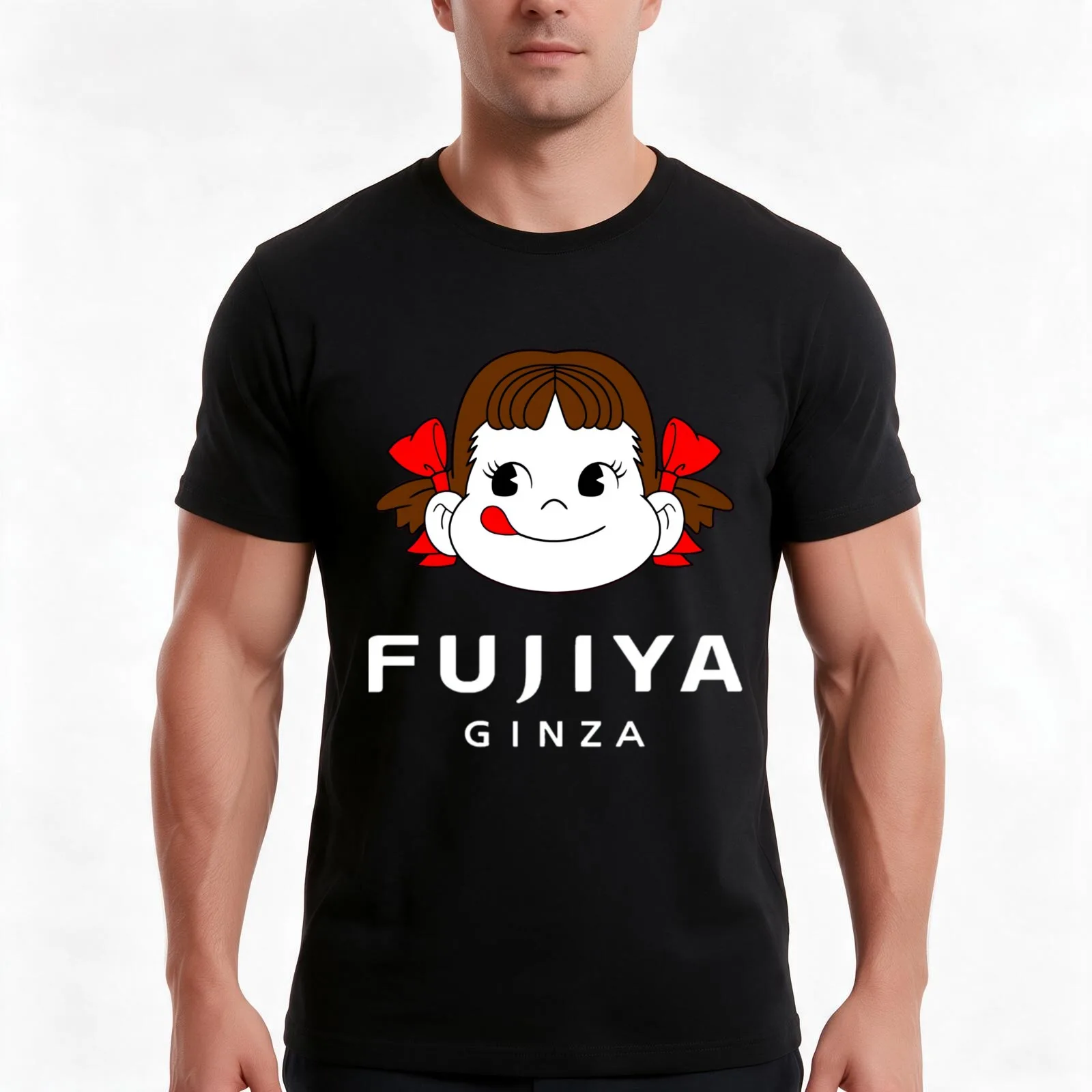 Milky Peko-chan Ginza T-Shirt, Summer Casual Cotton Tee, Oversized Streetwear Tops, Vintage Graphic Print, Unisex Men Women