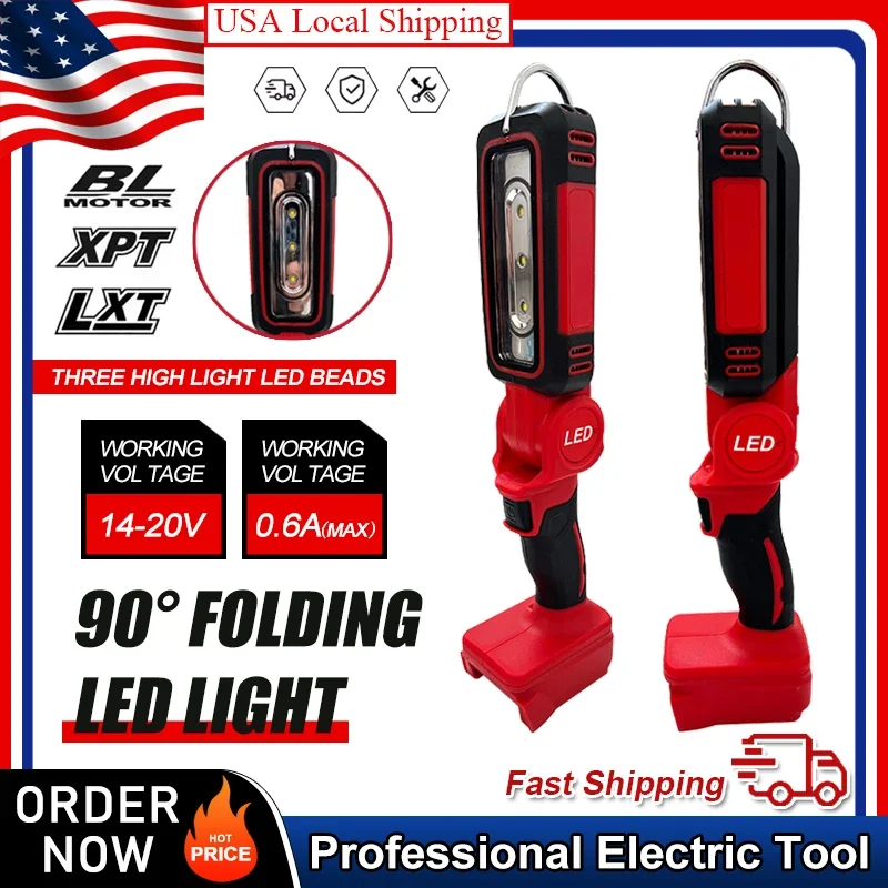 

Fit Milwaukee LED Work Light Super Bright 90 DegreeClip on Light Lithium Battery 20V M18 Flood Light Outdoor Lighting Camping