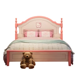 Juego de combinación de muebles de habitación para niños y niñas, cama de princesa de madera maciza