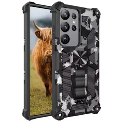 For Samsung galaxy S21 S23 S24 S25 FE S26Ultra A15 A16 A17 A56 A57 A36 A37 Military Grade Camouflage Built-in Kickstand Case