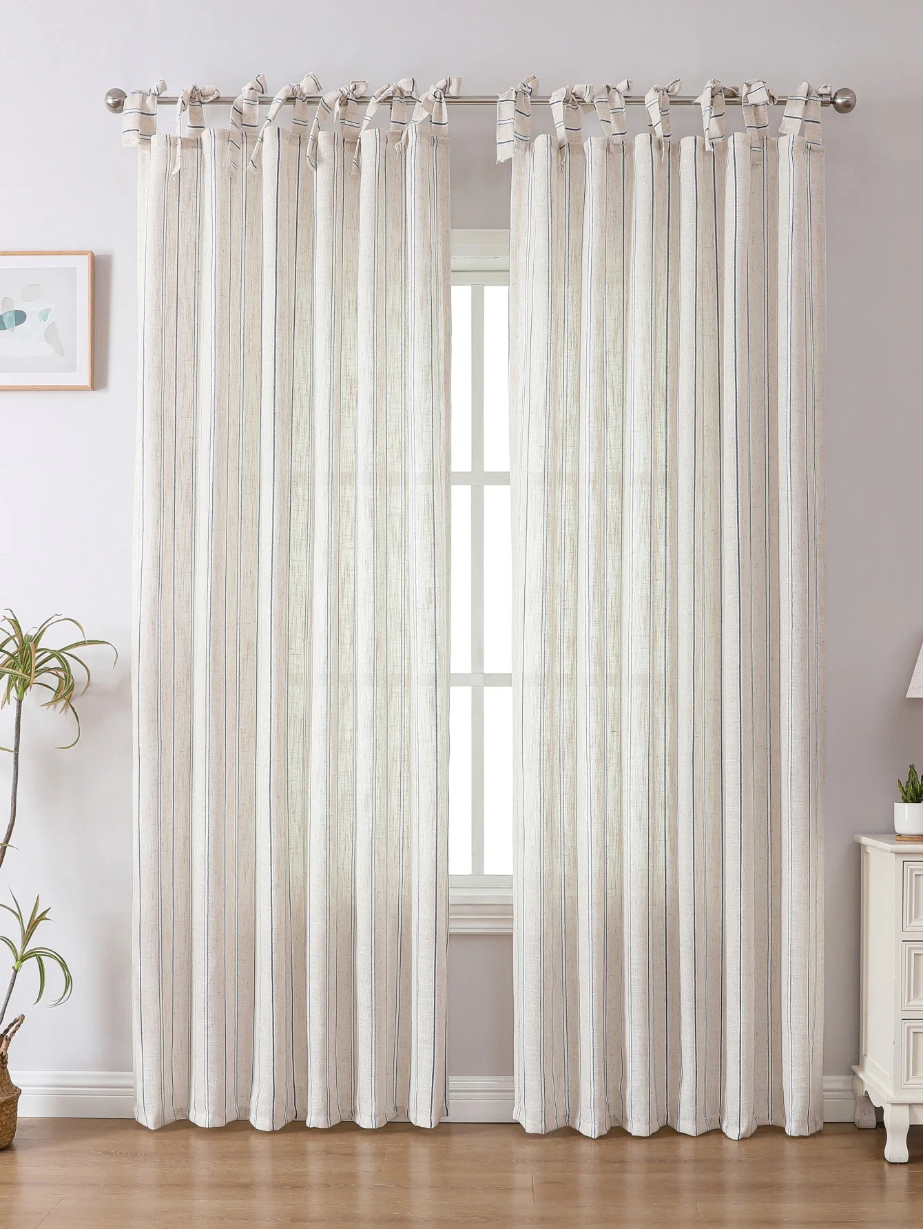 1pc American Yarn-Dyed Striped Sling Linen Curtain Dust Insulation Window Screen Living Room Study Available