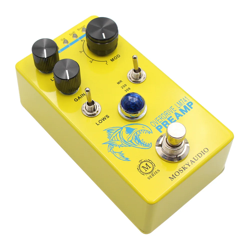 MOSKYAUDIO LM741 PREAMP Pedal de Guitarra Overdrive distorsión sobrecarga efectos eléctricos Pedal True Bypass Guitarra Audio de escenario