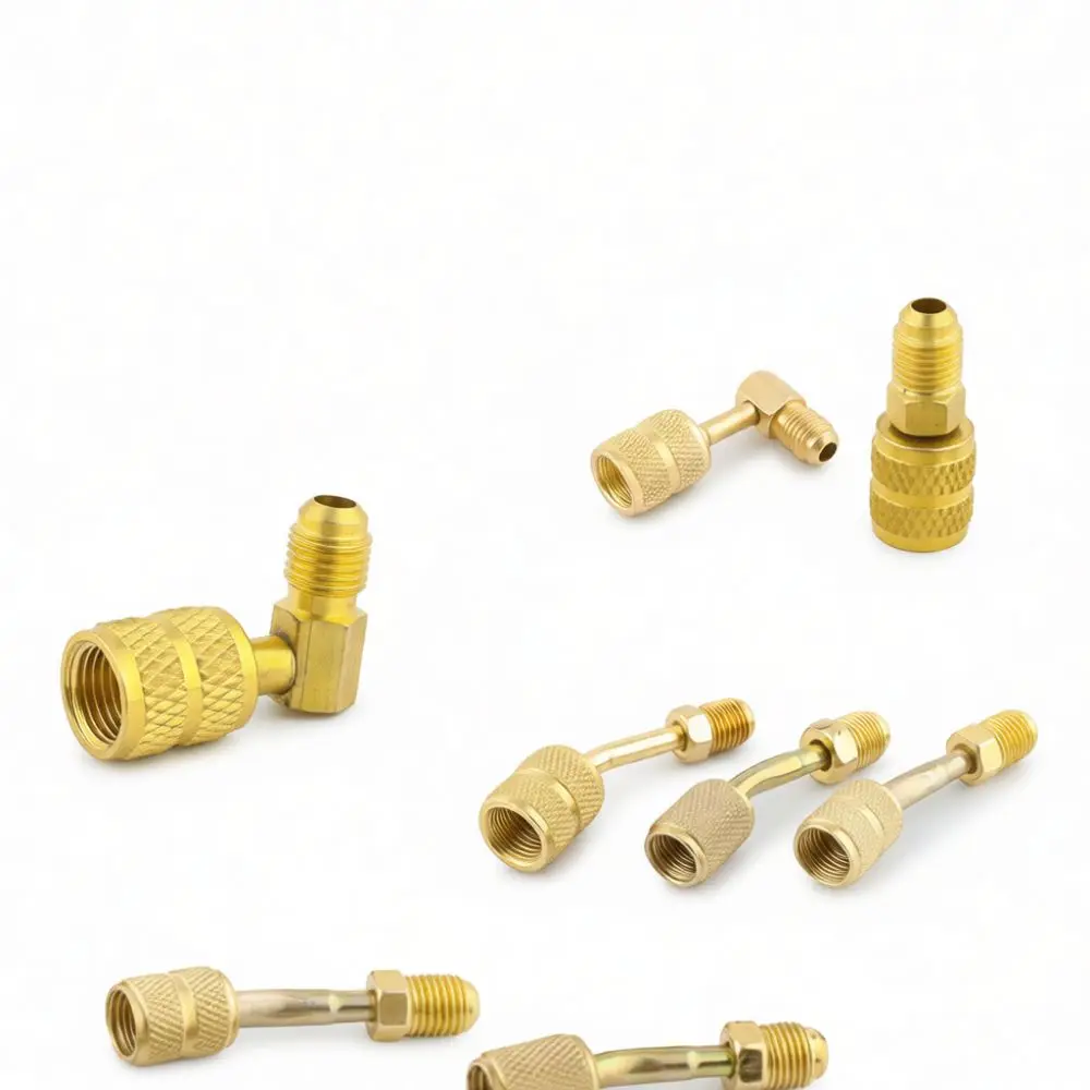 Brass HVAC Charging Hose Adapter R410A Conversion Fitting Air Conditioning Connector For System Service Tool