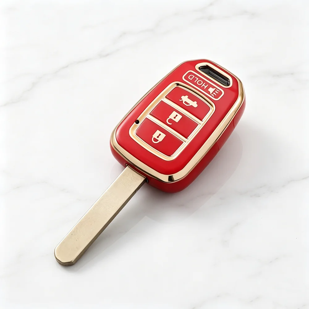 2/3/4 Buttons TPU Car Key Case Cover for Honda Accord Civic CRV JAZZ HR-V 2014 - 2016 Gold Line Remote Key Case Accessories
