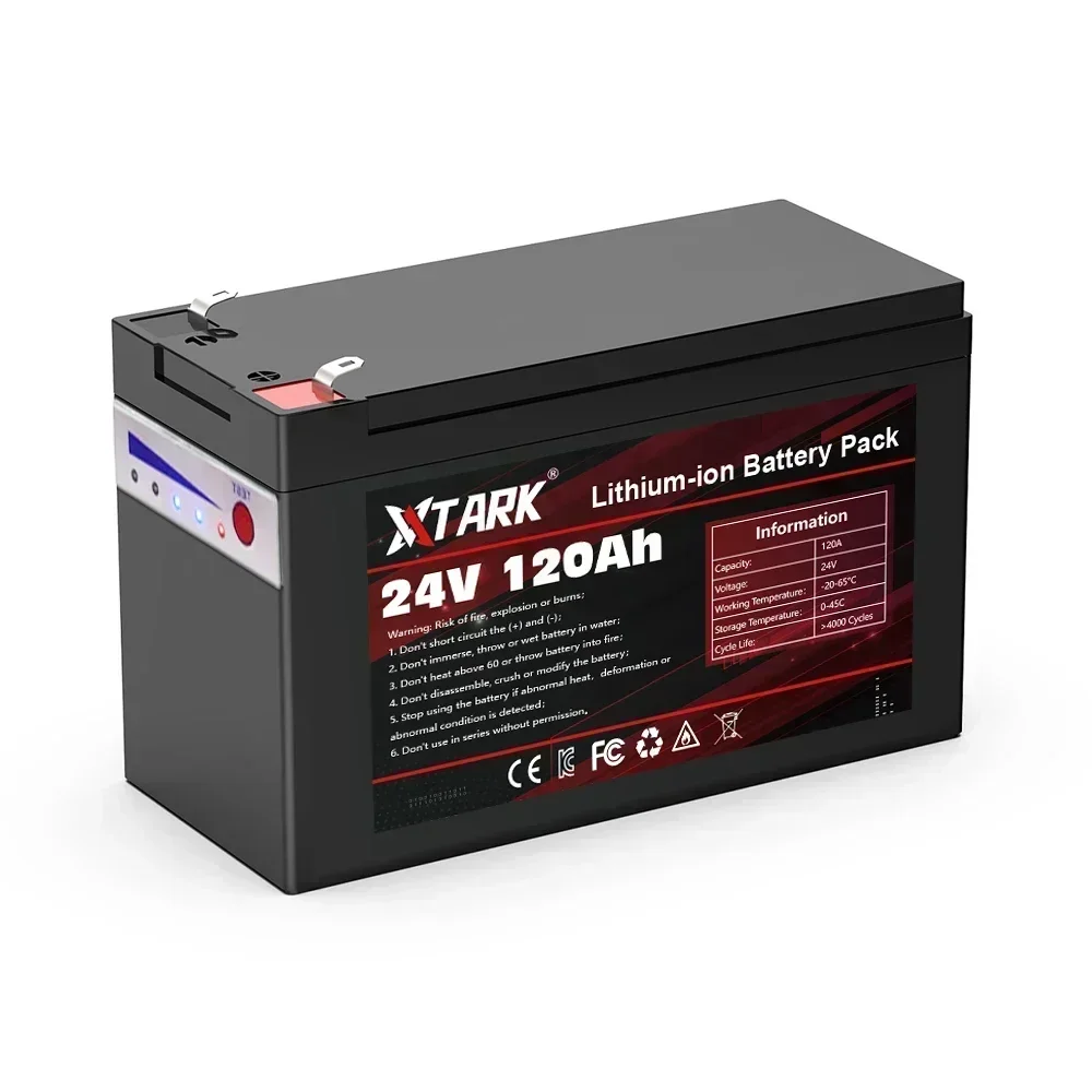 New 24V 65Ah 100Ah 120Ah LiFePo4 Lithium Battery 18650 bms Electric Vehicle Lithium Battery Pack Built-in BMS 30A High Current