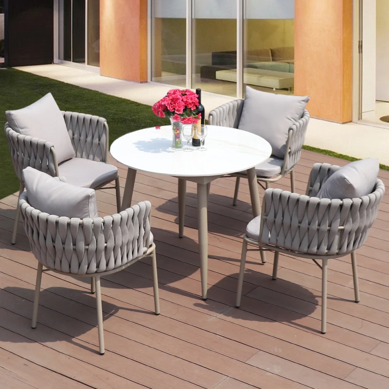 Luxury Balcony Outdoor Tables Rattan Chair Courtyard Nordic Outdoor Tables Lounge Grey Aire Acondicionado Cuarto Home Furniture