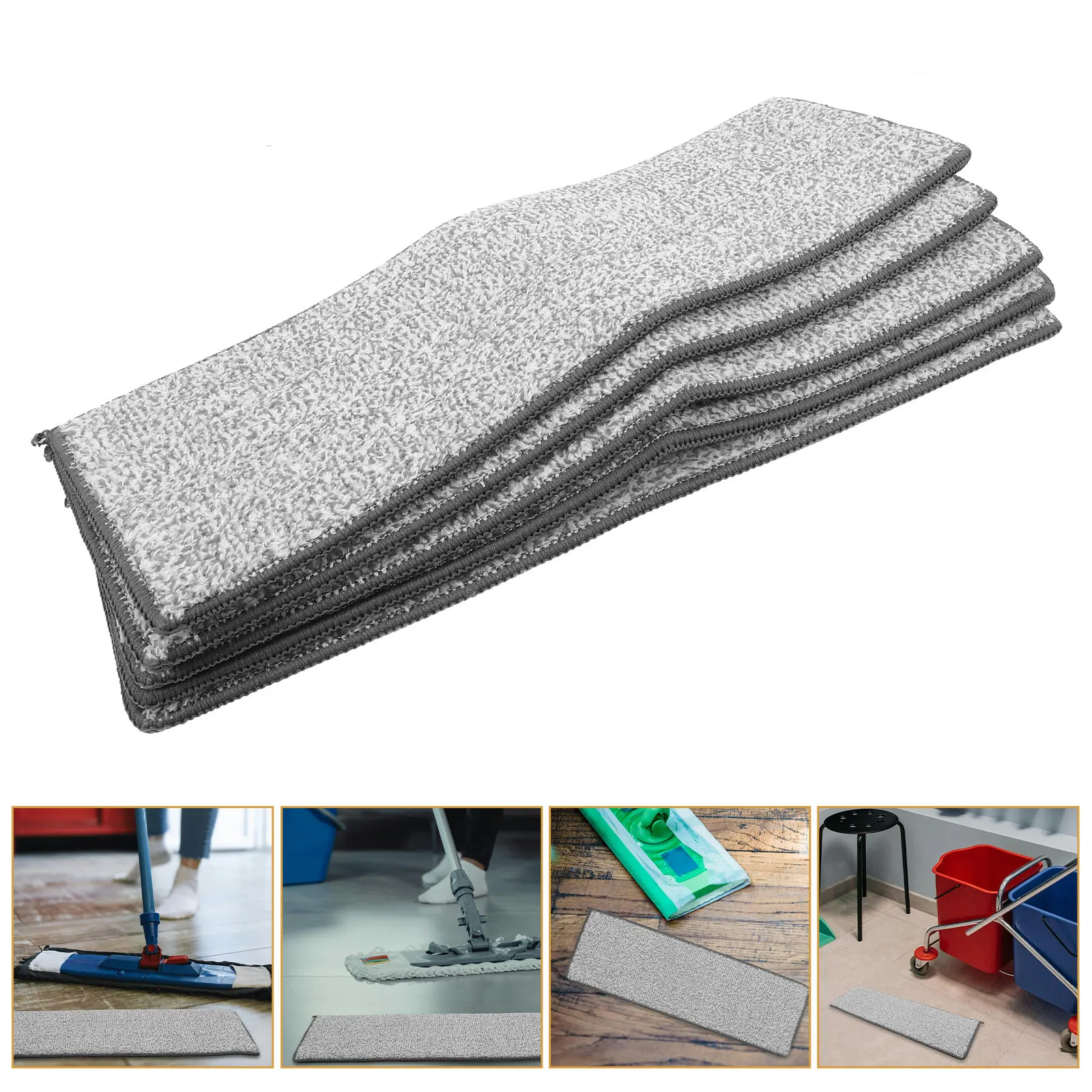 5Pcs Reusable Fiber Cloth Mop Pads Flat Floor Cleaning Replacement Pads Machine Washable for Flash Speed Mop Hardwood Tile Stone