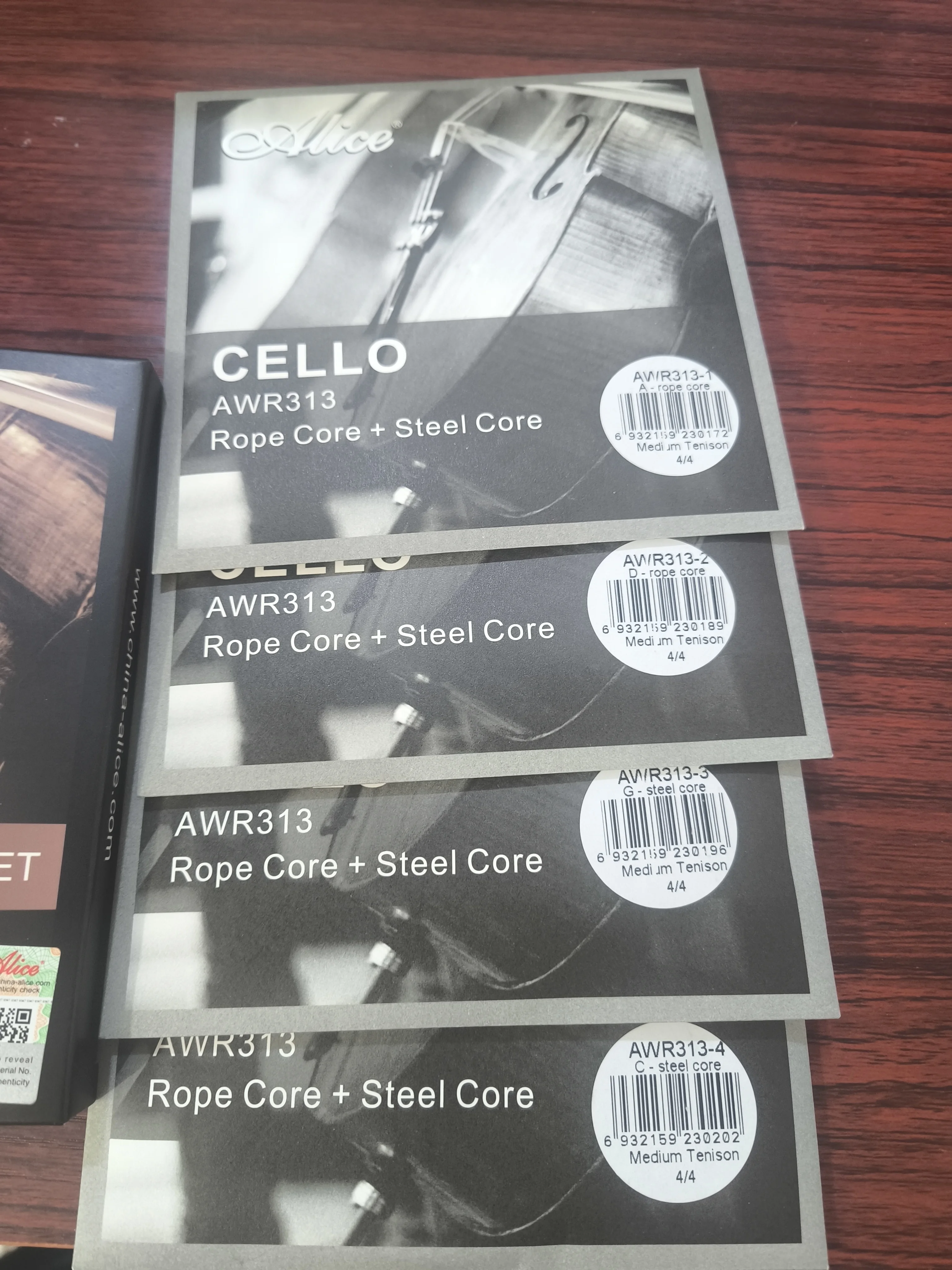 Alice Asli 4/4 Senar CELLO AWR313 Inti Baja Karbon Tinggi dan Inti Tali Baja Ni-Cr Berliku Ketegangan Tengah