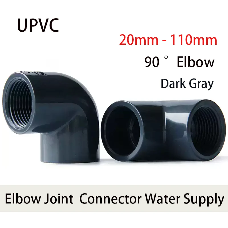 

1PCS 20-63mm UPVC Water Supply Pipe Female Thread Elbow Connector 90° Plastic Right Angle Elbow Adapter Aquarium Joint Fitting