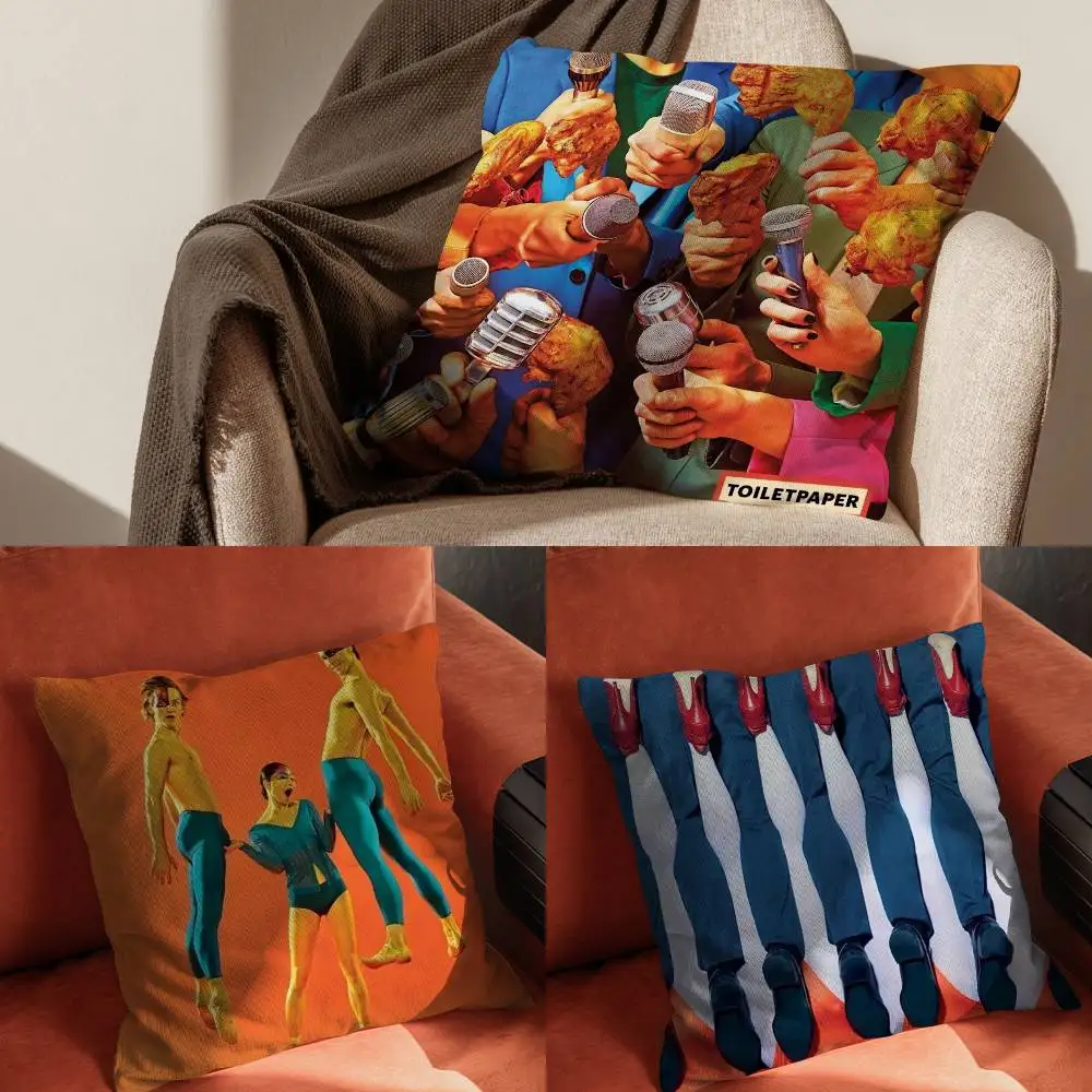 

Toiletpaper Magazine Pillow Case For Car Pillows 60x60 Cushions Luxury Double Sided Cover Home And Decoration Sofa 3