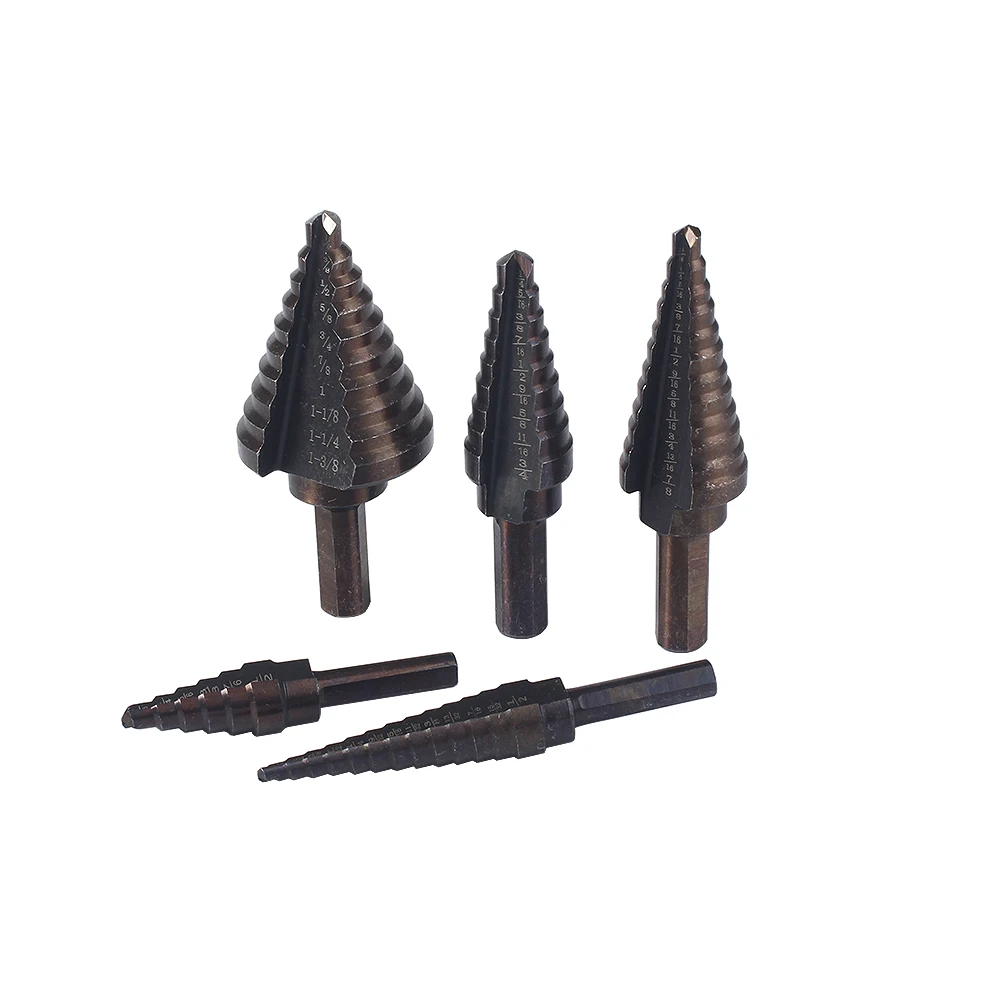 5pcs Metric/Inch Hss Cobalt Step Drill Bit Set Multiple Hole 50 Sizes with Aluminum Case