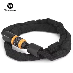 WEST BIKING Anti-theft MTB Road Bike Password Lock Portable Safety Bicycle Chain Lock Scooter Electric E-Bike Cycling Accessorie