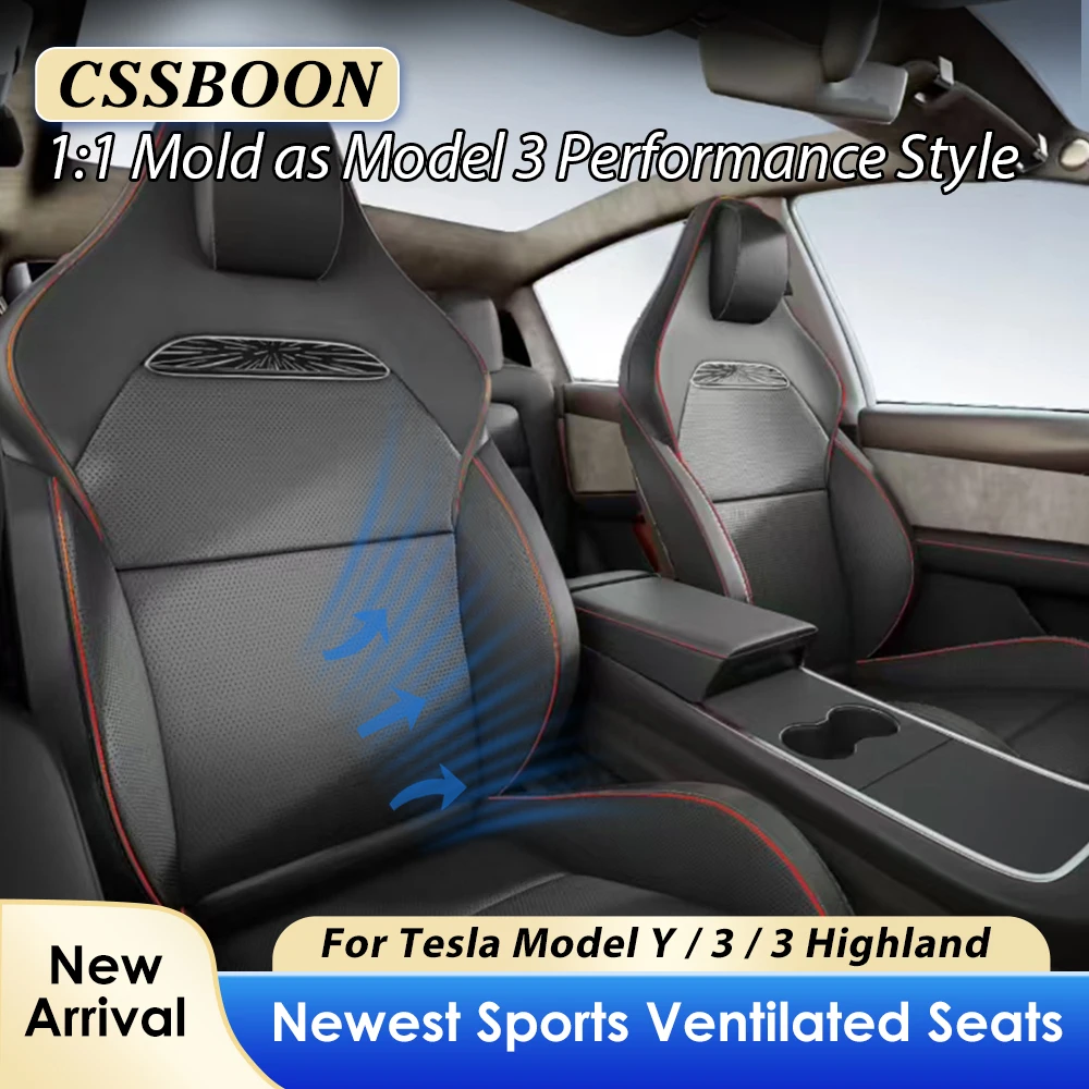 CSSBOON Model 3 Performance Design Ventilated Seats Cushion Cover for Tesla Model 3 Y 2016-2024 Sports Comfortable Cushion