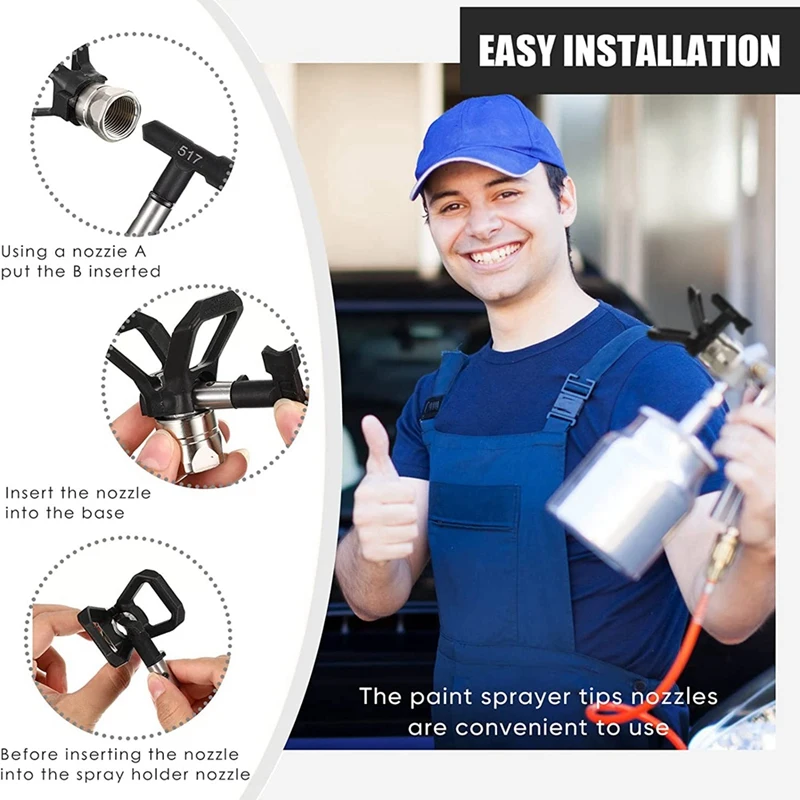 3Pcs Spray Tips Airless Paint Spray Sprayer Tip Guard Black Spray Paint Tips For Spray Can Airless Spray Nozzle