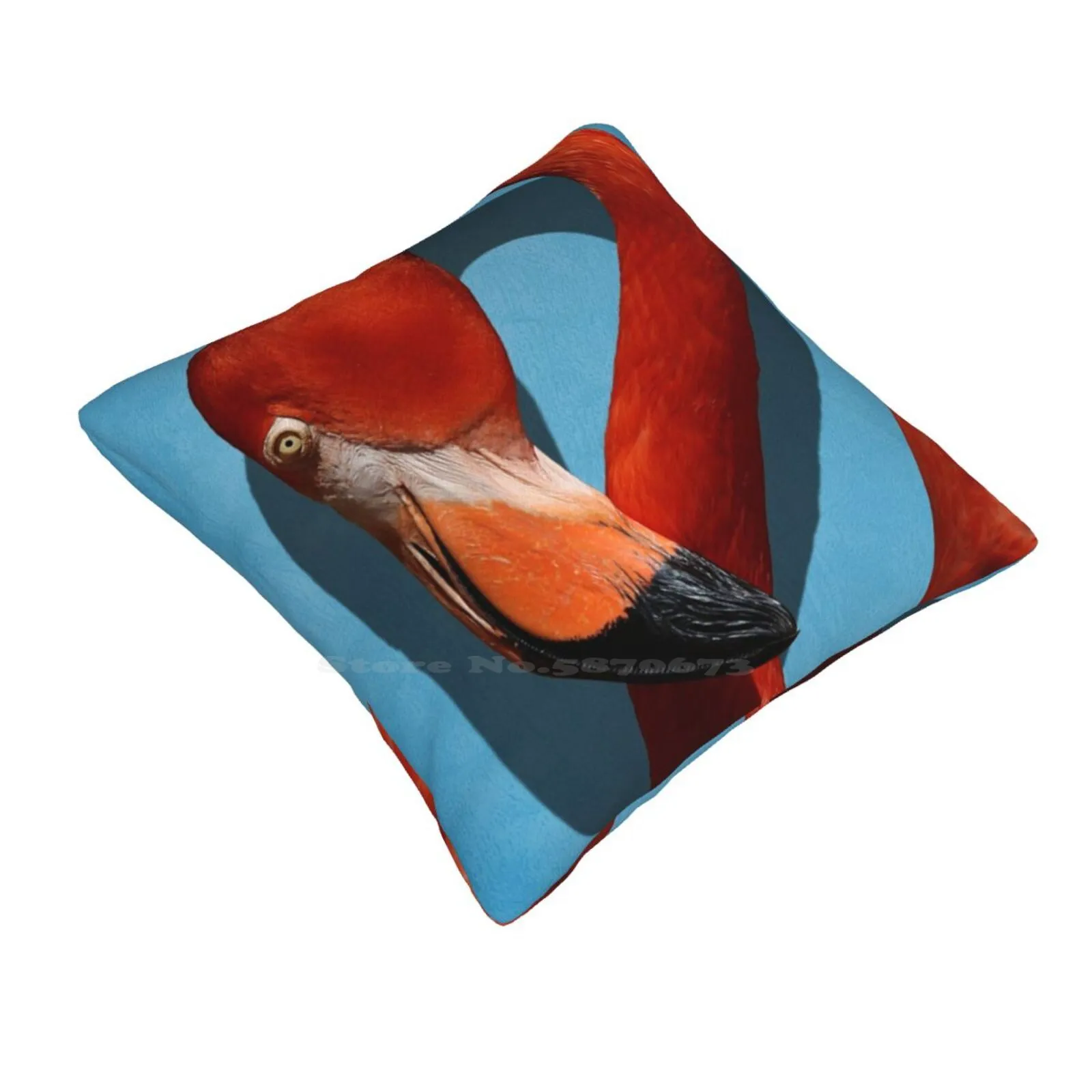 Curves , A Head-Orange Flamingo Pillowslip Pillowcase Flamingo Animal Bird Wildlife Portrait Closeup Head Shot Profile Orange