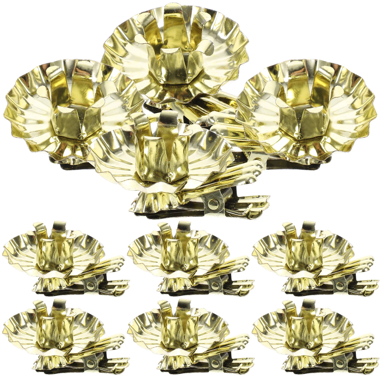 10 Pcs Bulk Christmas Tree Clips Decors Wrought Iron Holder Metal Cup Base (gold Dovetail Clip) 10pcs Candles Rotary