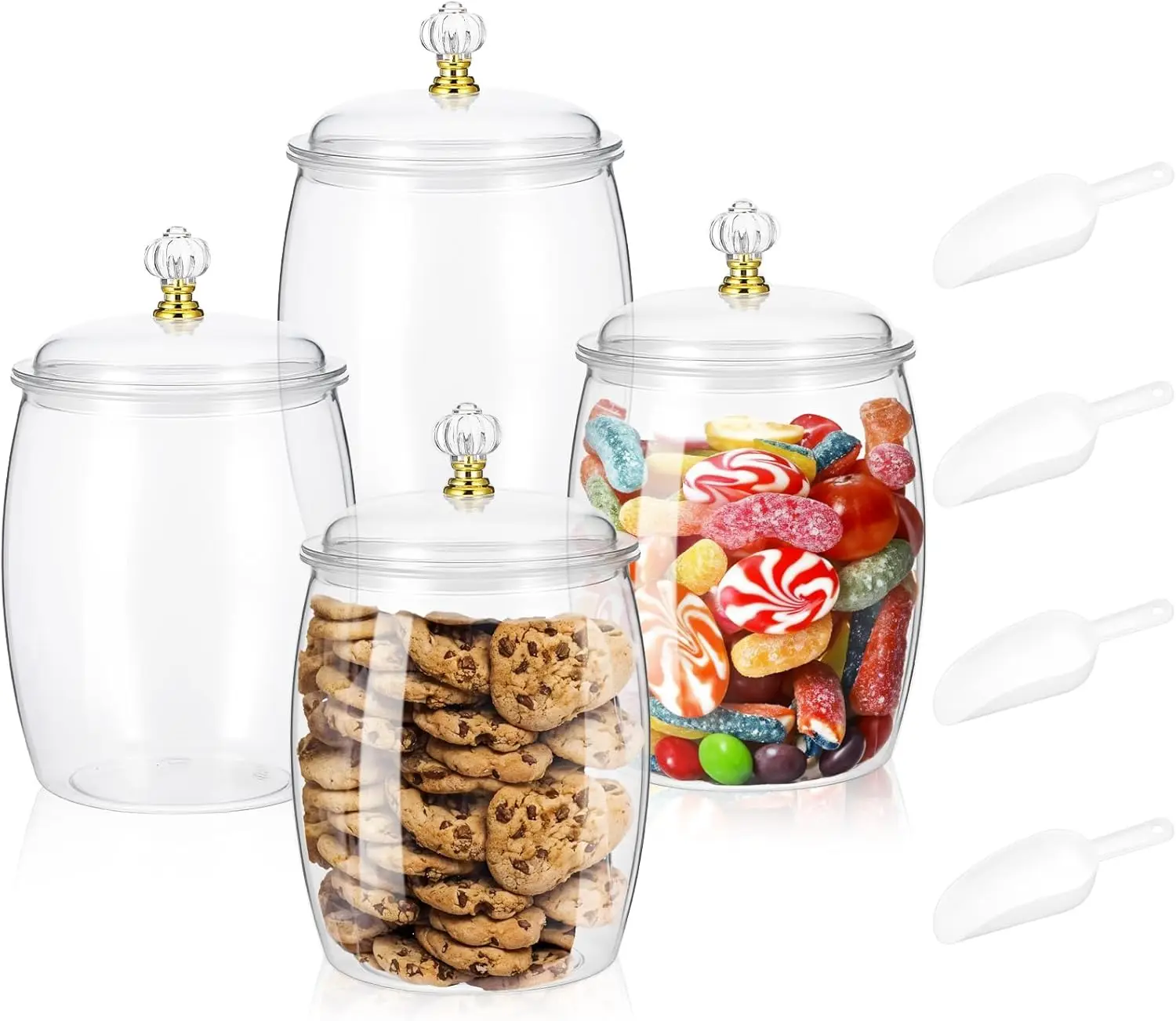 

4Pcs 77oz Airtight Candy & Cookie Jars with Lids, Plastic Storage Canisters for Kitchen, Wedding Décor