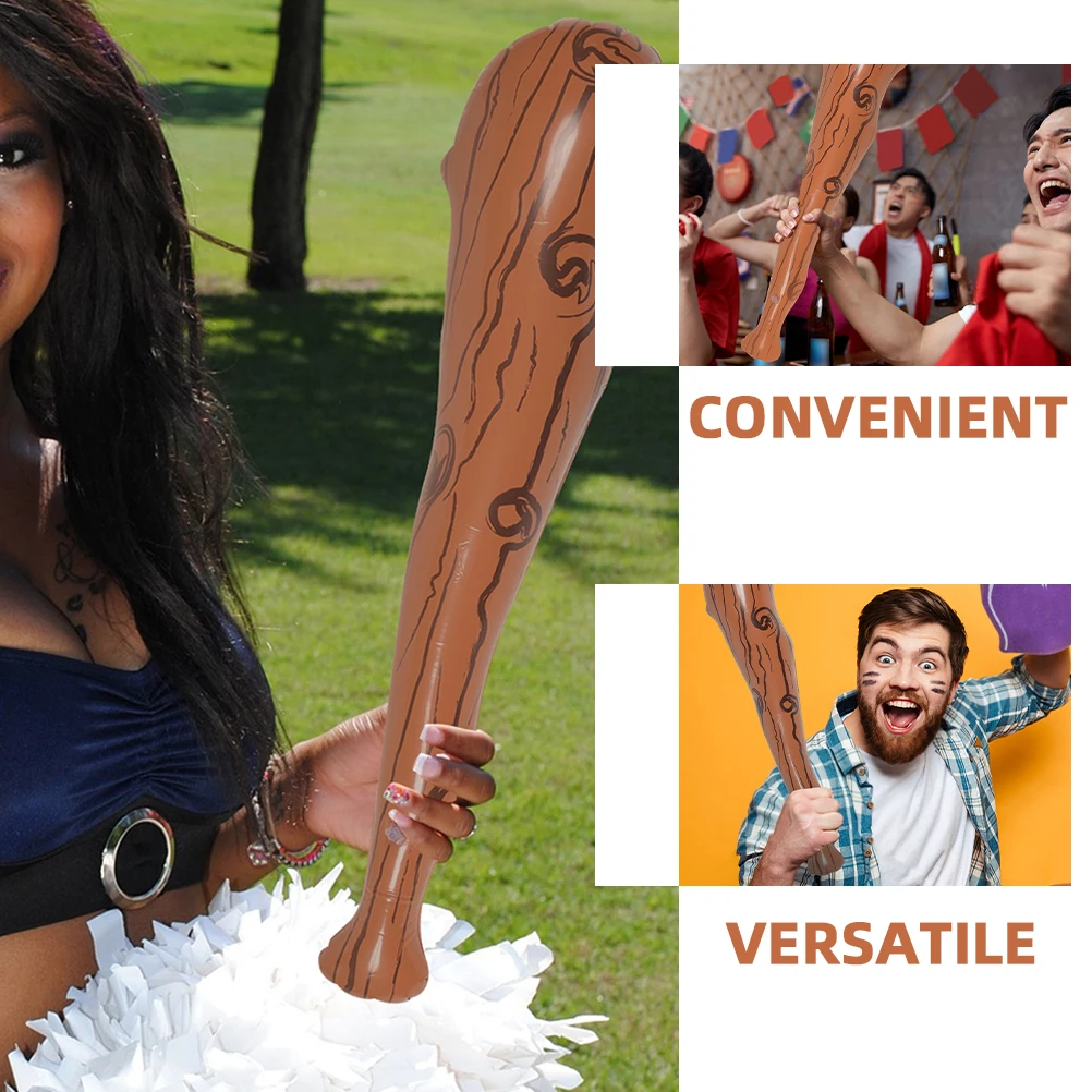 

4 Pcs Inflatable Baseball Bat 90cm Fake Wood Grain Cheering Sticks for Boys Party Decorations Kids Sports Reusable Foldable