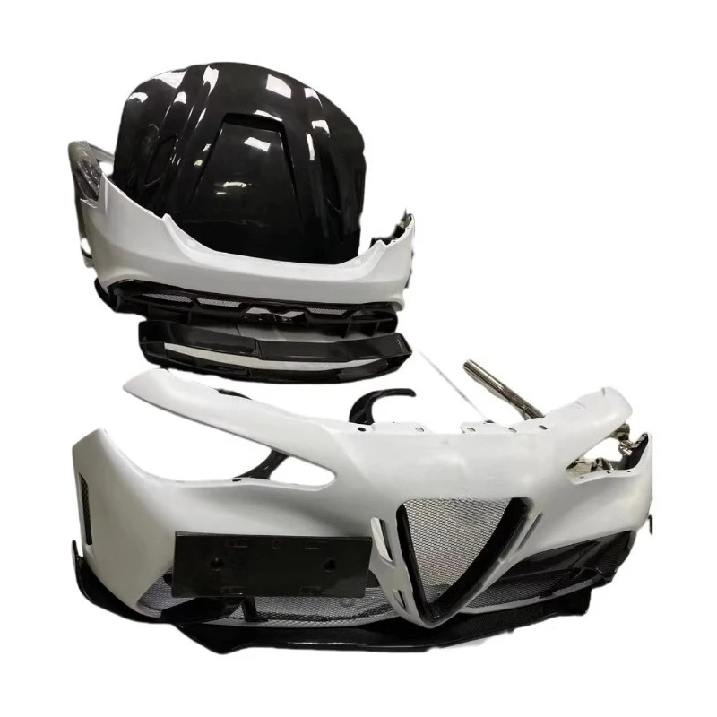 

for Alfa Romeo Giulia Upgrade GTAM Front Bumper Grille Rear Bumper Side Skirt Fender Carbon Hood Bonnet Kit