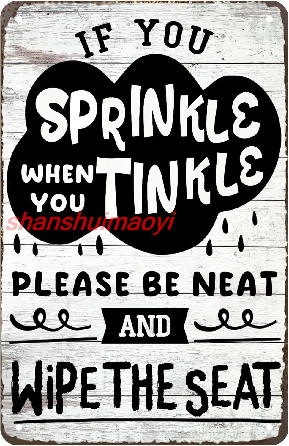If You Sprinkle When You Tinkle-Funny Bathroom Sign Metal Tin Sign With Sayings Wall Decor Clouds Rain For Toilet Restroom  sign