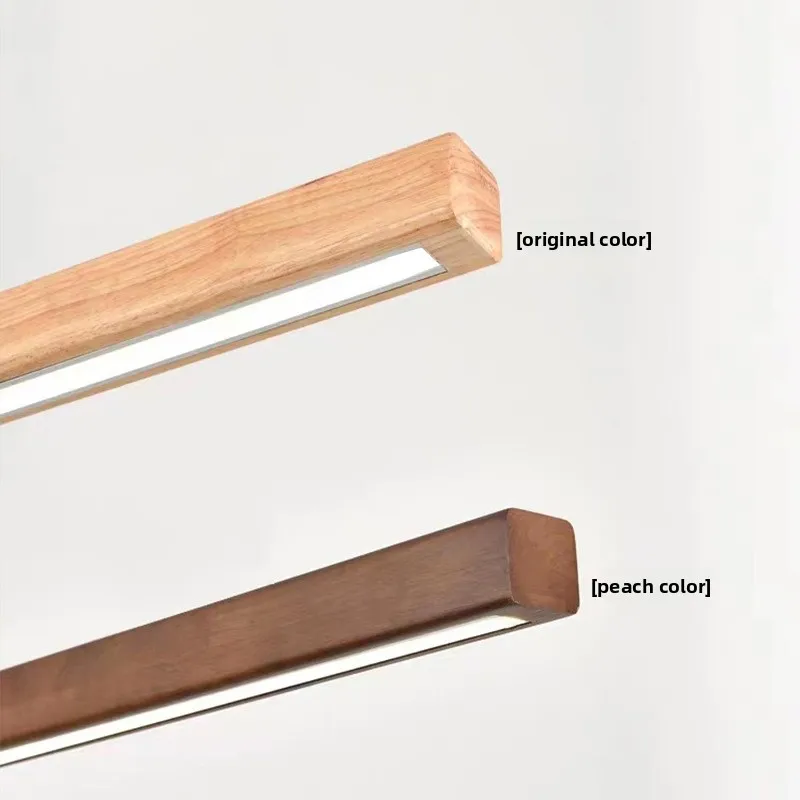 Japanese Pendant Light Black Walnut Fashion Home Design Nordic Long Strip Light Office Simple Wooden Dining Table Light