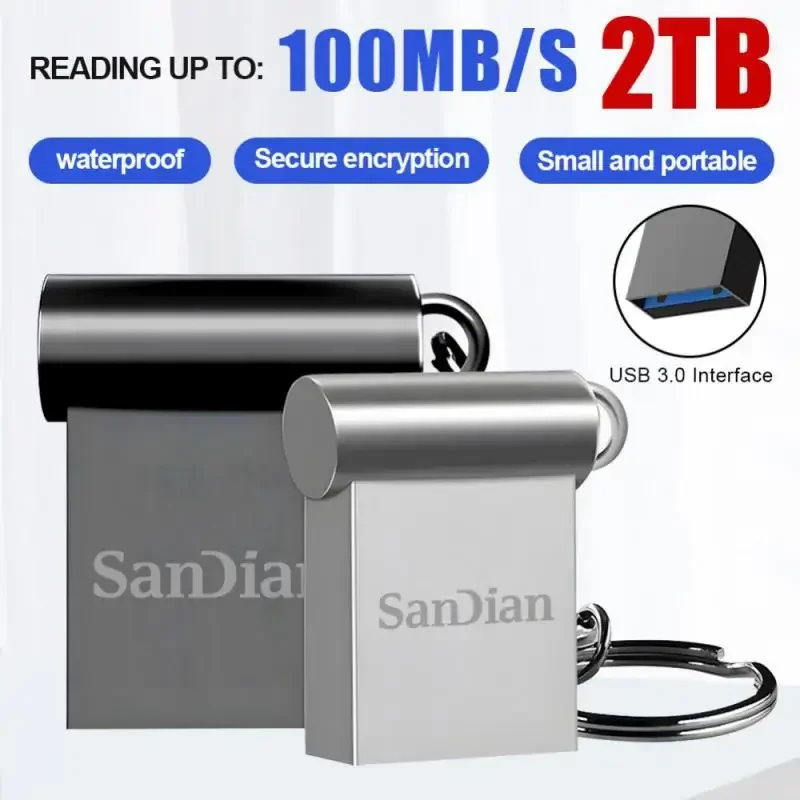 High-Speed PenDrive 2TB Original USB 3.1 Flash Drive 256GB 512GB Waterproof Mini Key Memory Can Be Fastened Memoria New USB3.0