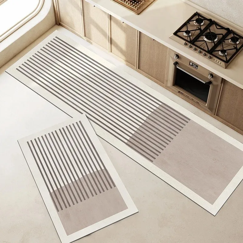 Kitchen Carpet Non-slip Quick-drying Wash-free Bathroom Floor Mat Absorbent Diatom Mud Rugs Long Minimalist Line Foot Mats