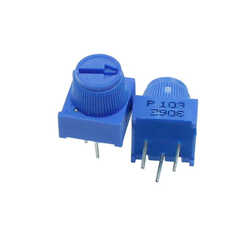 5PCS 3386P 3386P-1-103 10K 1k 2k 5k 10k 20k 50K 100K 200K 500K 1M Through Hole Trimmer Potentiometer Cermet Turn Top Adjustment