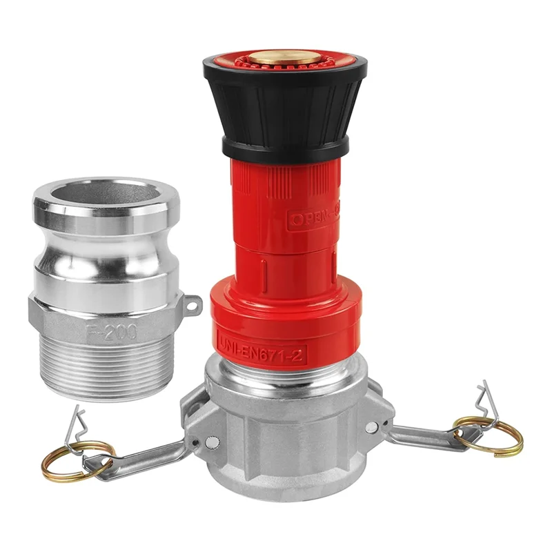 Buse de tuyau d'incendie PORK, buse de brouillard à flux Constant pour tuyau d'incendie industriel robuste NPSH 2 pouces avec 2 raccords Camlock de 2 pouces