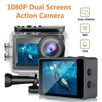 1080P 30FPS Action Camera With Dual Screen 140° Wide Angle 30m Waterproof Sport Camera With Wifi Connection Helmet