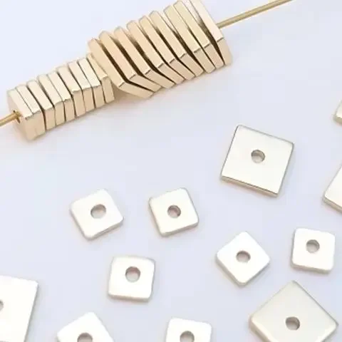

14K Gold Square Copper Plated DIY Handmade Bracelet Necklace Septum Thin Gasket Accessory Material