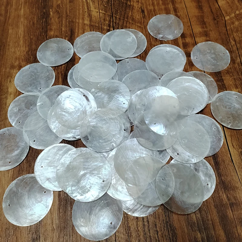 50 PCS Natural Shells Round Slices for Jewelry Making Charms DIY Material for Home Lamps Wind Chime Pendant Jewelry Accessories