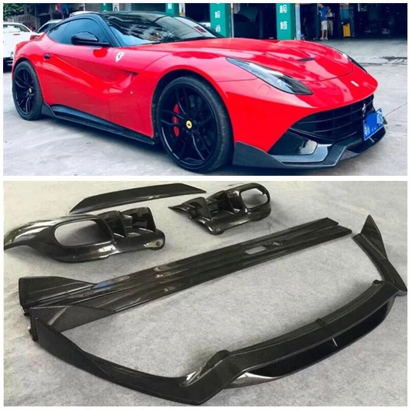 

For Ferrari F12 REAL Carbon Fiber Front Lip Splitters Rear Diffuser Bumper Body Side Skirt Kit Spoiler High Quality Accessories