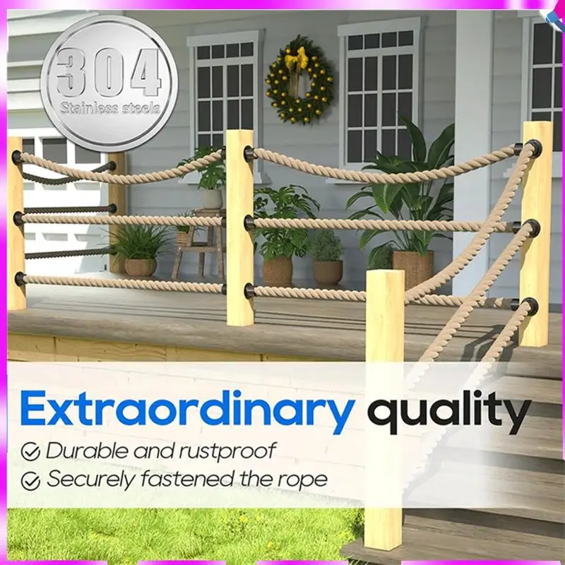 N96R Black Rope End Snap With Screw Securing Rail Support Cap 4-Pack For Hemps Fencing Stair Deck Railing Kit