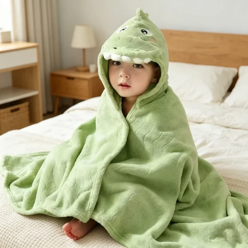 

Thickened Absorbent Cotton Baby Bath Robe Cartoon Hooded Design Portable Soft Swaddle Blanket Infant Shower Daily Care Towel