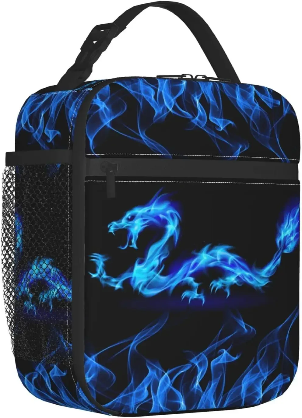 Fdnupian Blue Dragon Fire Insulated Lunch Bag Portable Lunch Box Reusable Totes For Women Men