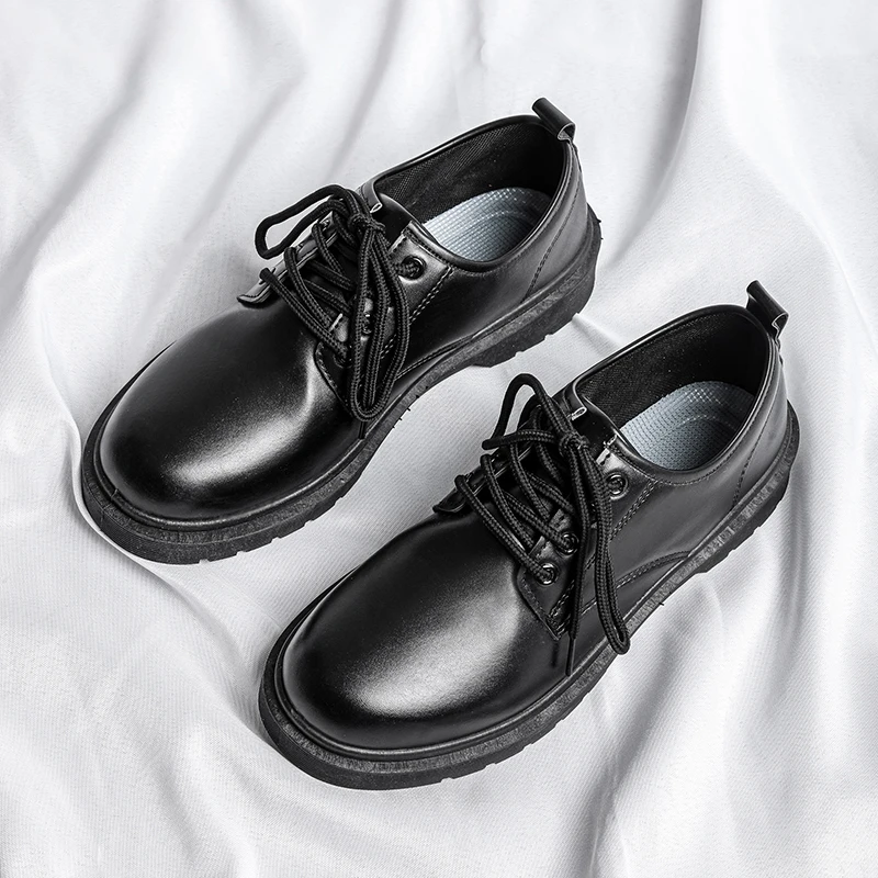 

Men's Leather Shoes Business Style Business Formal Pure Color Spring-autumn Lace-up High-quality Handmade Casual Shoes